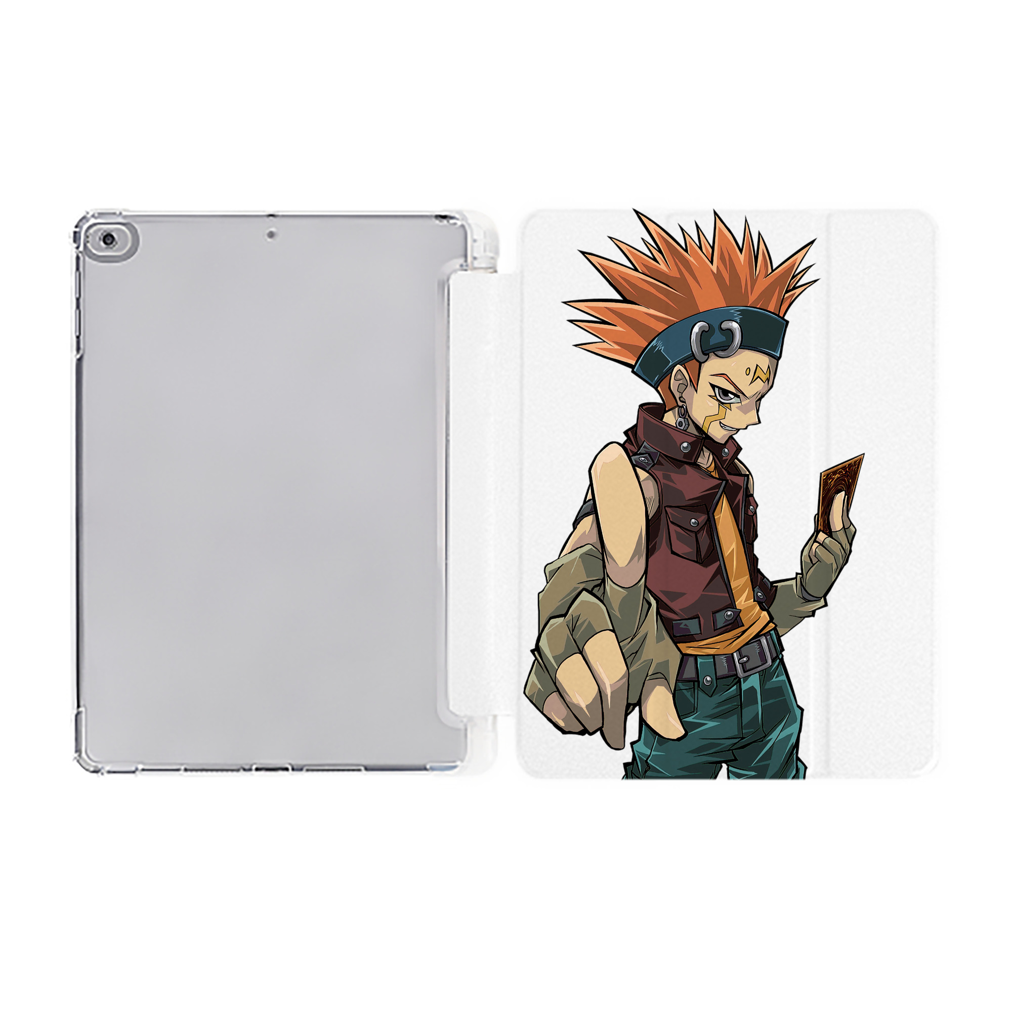 （画像用） 遊☆戯☆王 Yu-Gi-Oh! IPad ケース ペン収納付き 三つ折りスタンド PUレザー×シリコン 対応機種9.5/10.5/10.9インチ